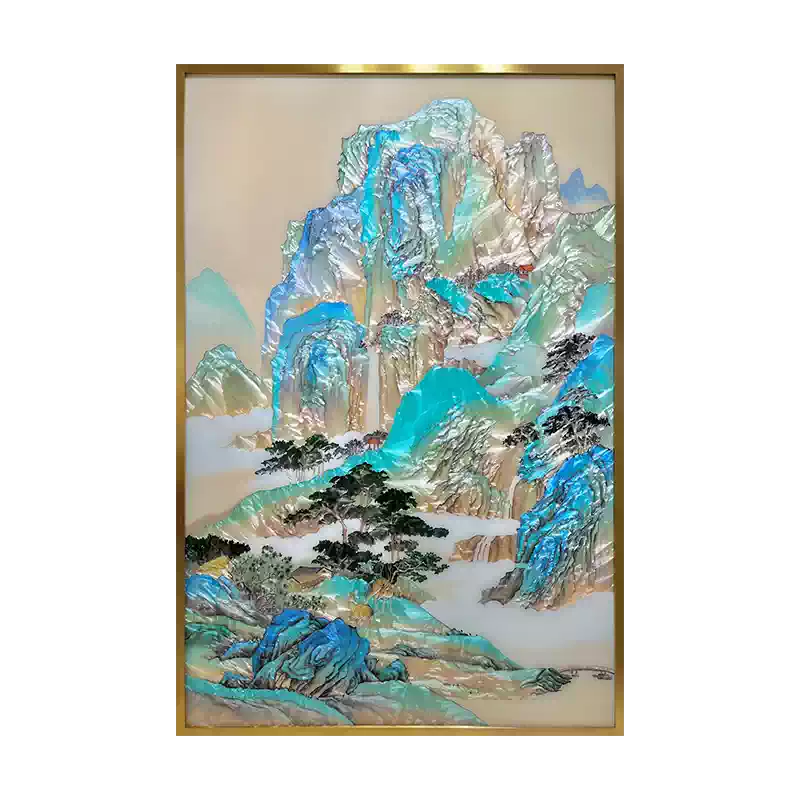 玄关珐琅彩装饰画竖版轻奢入户礼品挂画艺术现代