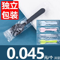 Disposable cake fork spoon plastic three tooth spoon Fork four color optional special thick frosted model independent packaging 100