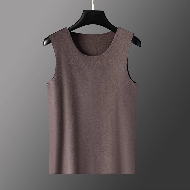 Autumn and Winter Men's 5A Mink Velvet Silk Thermal Vest, Thickened and Fleece-Lined, Inner Wear Base Layer, Heat-Retaining Thermal Underwear, Sleeveless Jacket