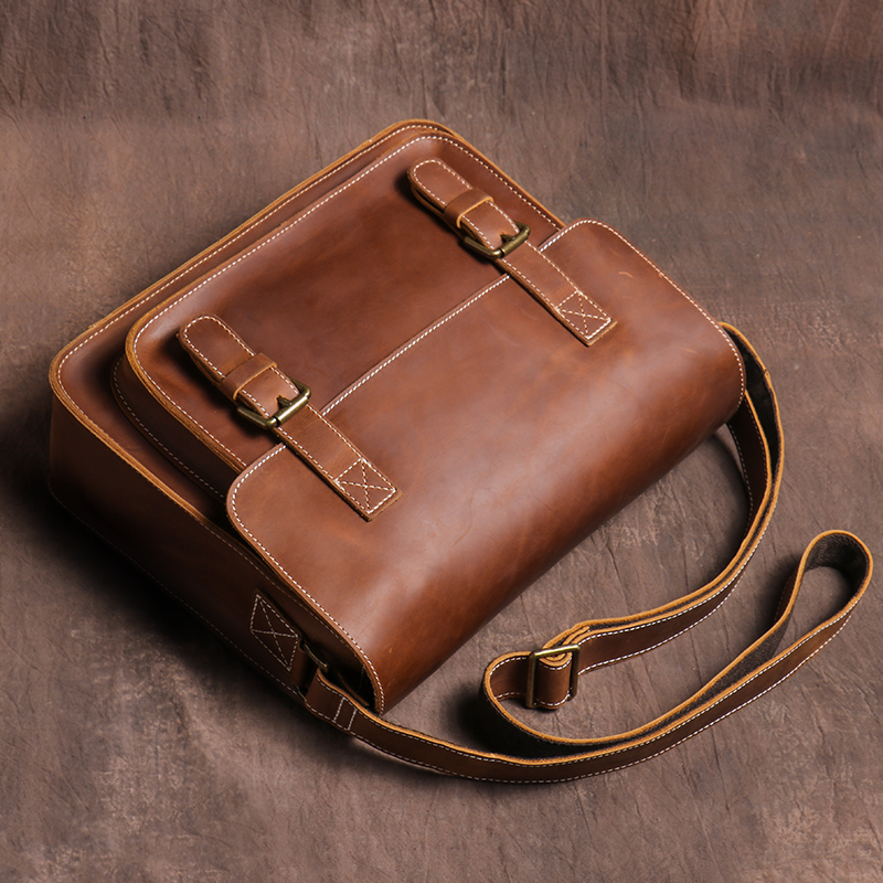 Original Head Layer Bull Leather Retro Single Shoulder Inclined Satchel Bag Men's Handmade Mad Mappie Postman Bag Casual College Wind Cambridge Package 