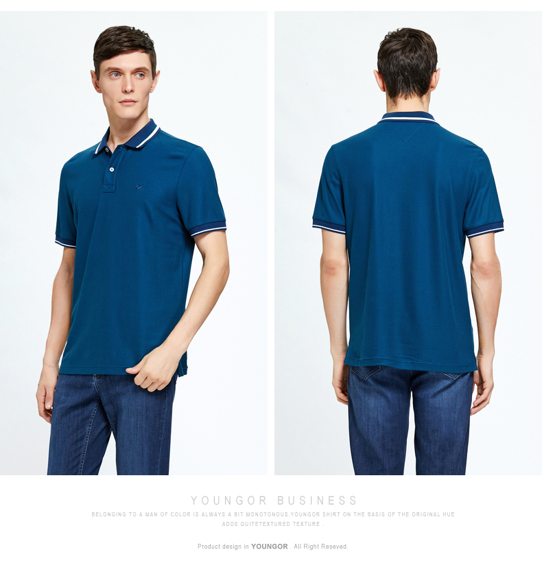 Youngor Youngor Nam Ngắn Tay Áo T-Shirt Kinh Doanh Bình Thường Nước Mềm Cotton Mùa Hè Ngắn Tay Áo Polo Áo Nam 8582