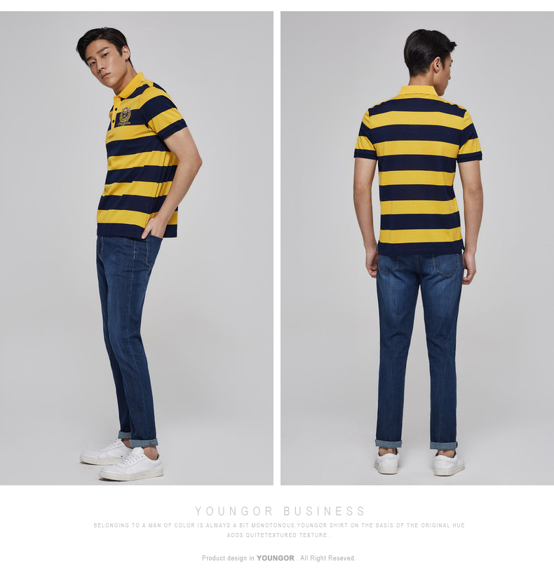 Youngor Youngor mùa hè nam áo sơ mi polo nam sọc ngắn tay của nam giới kinh doanh bình thường T-Shirt nam 5589