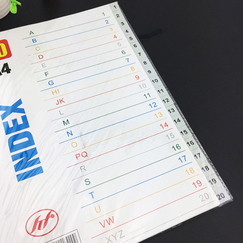 Gray 1-20PP plastic paging paper Index paper A4 20-page classification paper File classification loose-leaf partition paper Learning plan partition paper Office entrepreneurship plan partition paper