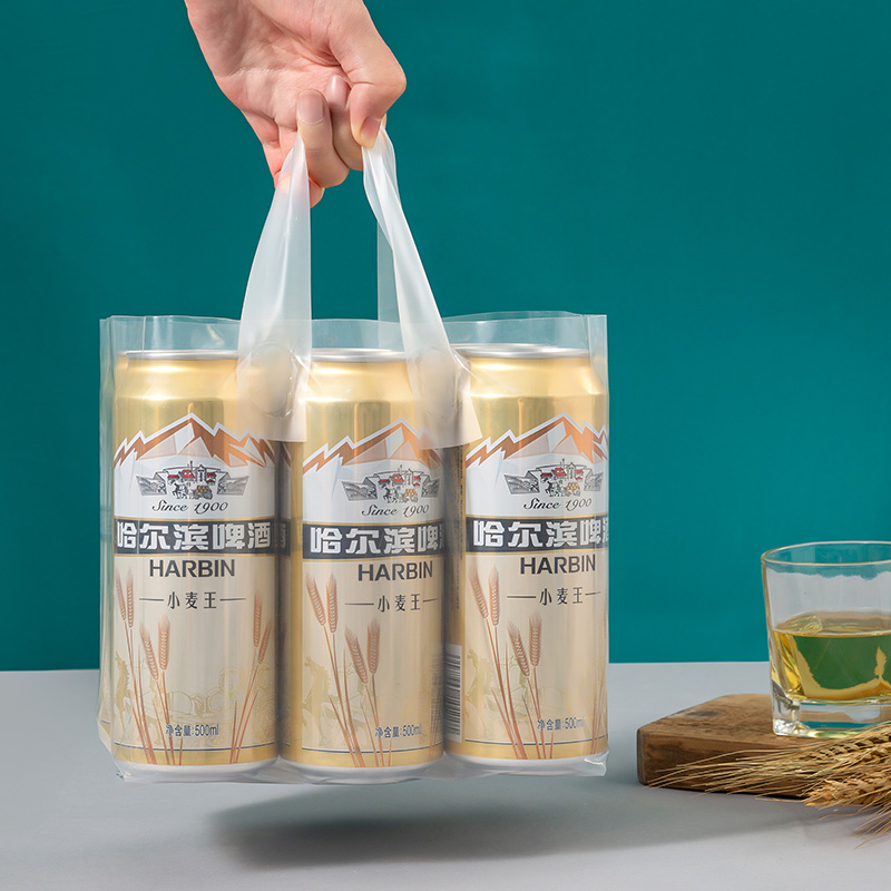 6 cans of beer bags plastic transparent portable thickened delivery bags convenient disposable beverage packaging bags