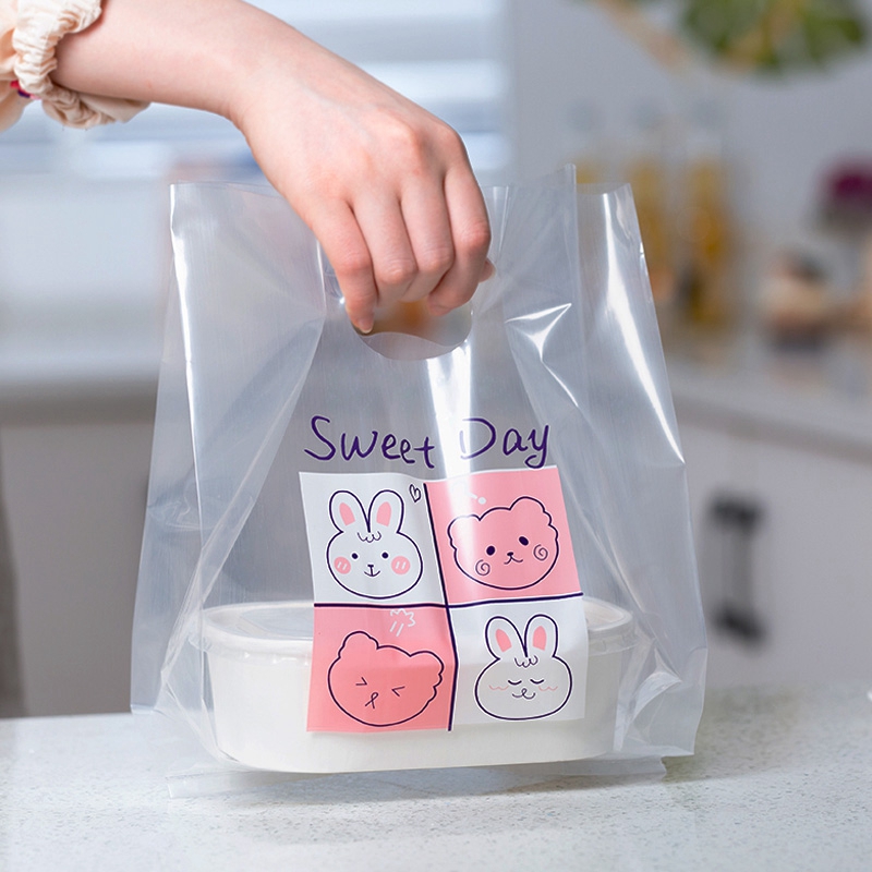Delivery Salad Bag Packaging Bag Baking Packaging Plastic Bag Toast Bread Cake Egg Tart Dessert Food Tote Bag