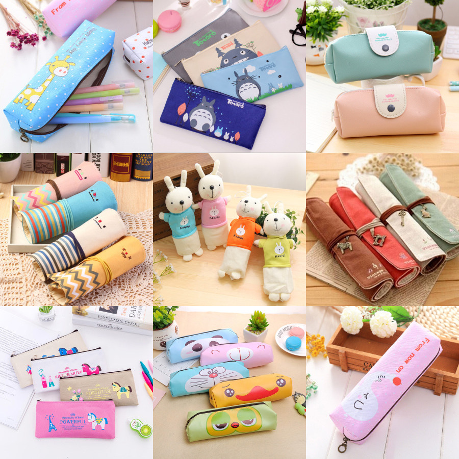 Cute Briefing Pen Bag Cartoon Creative Girl Stationery Bag Nursery School Elementary School Students Pencil Bag Practical Stationery Prizes