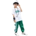 Quần bé trai hip-hop hip-hop set đồ trẻ em phiên bản tiếng Hàn mới in quần áo đường phố ngắn tay trang phục biểu diễn trẻ em Trang phục