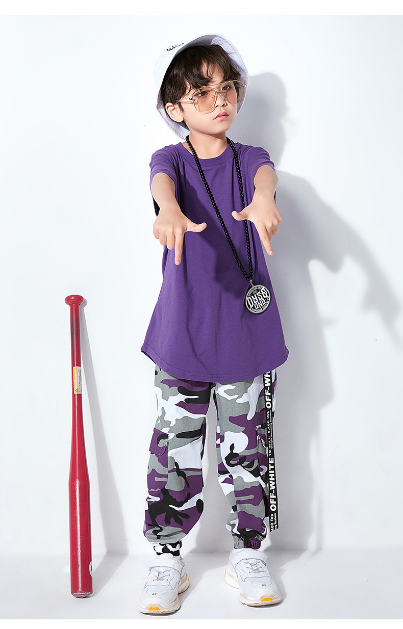 Cậu bé nhảy đường phố hiphop trẻ em hip hop catwalk trang phục ngụy trang quần thủy triều mặc trẻ em trang phục biểu diễn quần áo quan ao tre em