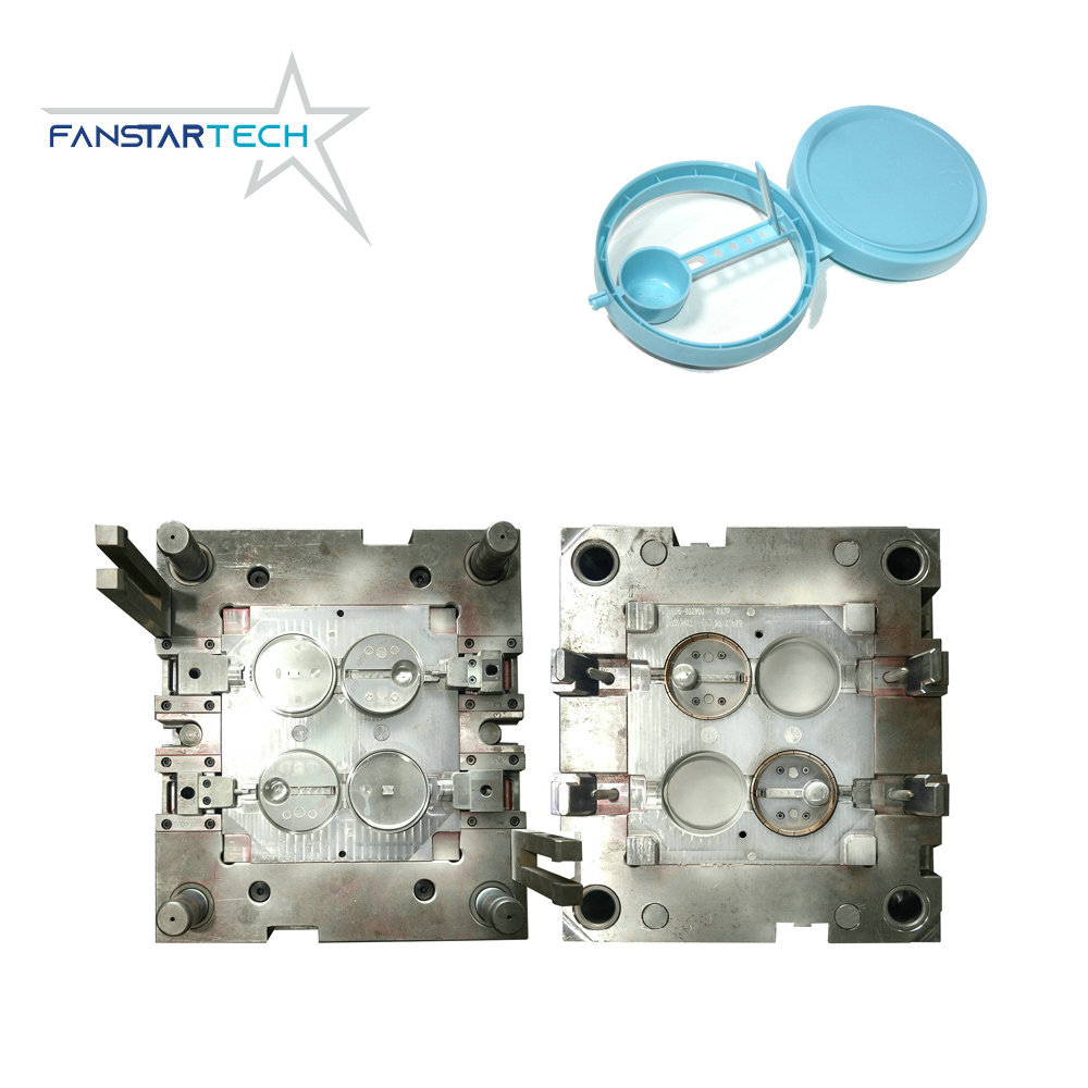 Double folding milk powder cover plastic mold custom precision injection mold plastic mold opening with spoon cover mold processing