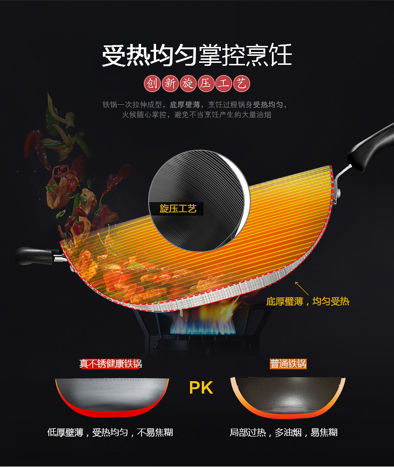 Supor wok gang nồi nấu tại nhà với bếp gas 32cm đặc biệt kệ để dao