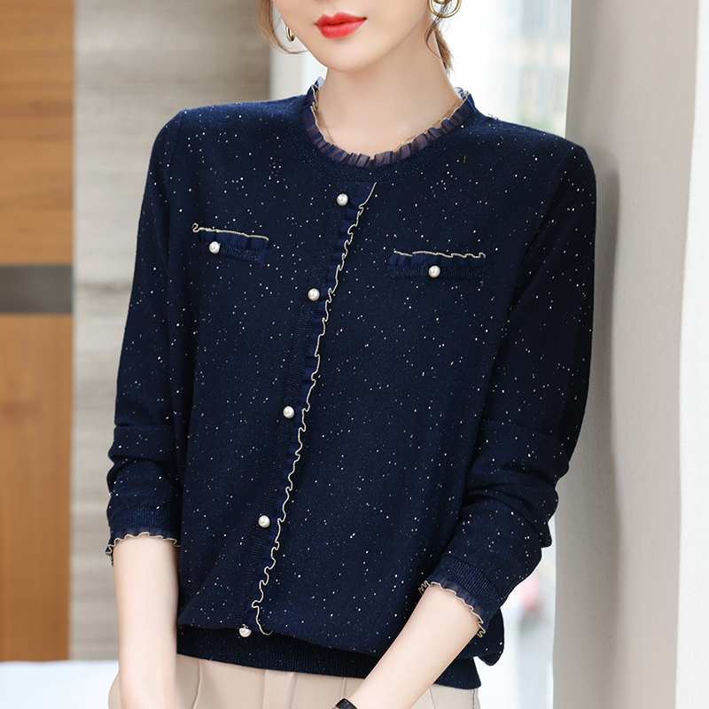 Shengyu Bamboo Clearance Sale: Fashionable Mulberry Silk Long Sleeve T-Shirt for Women, Autumn Ruffled Lace, Elegant and Beautiful Blouse