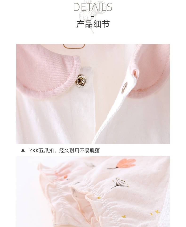 Sơ sinh tay ngắn một mảnh cotton nữ mùa hè ra quần áo bé bé điều hòa không khí phù hợp với váy mùa hè mỏng - Áo liền quần body cotton thông hơi cho bé