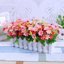 Decorated wooden fence flowerpot Jumping orchrysanthemum star simulation flower set ornaments living room fake flower decorations floral art