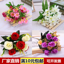 New single Lily fake flower simulation bouquet silk flower plastic dry flower arrangement cloth flower decorative flower
