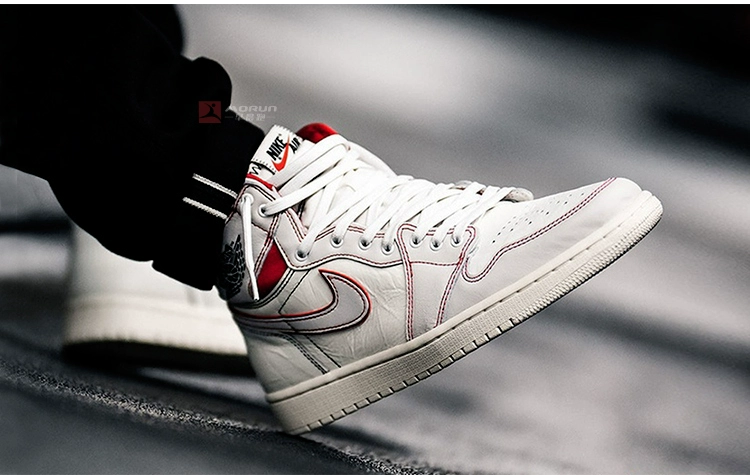 [chạy buổi sáng] Air Jordan 1 OG AJ1 trắng đỏ bản thảo giày bóng rổ thỏ hói 555088-160 - Giày bóng rổ