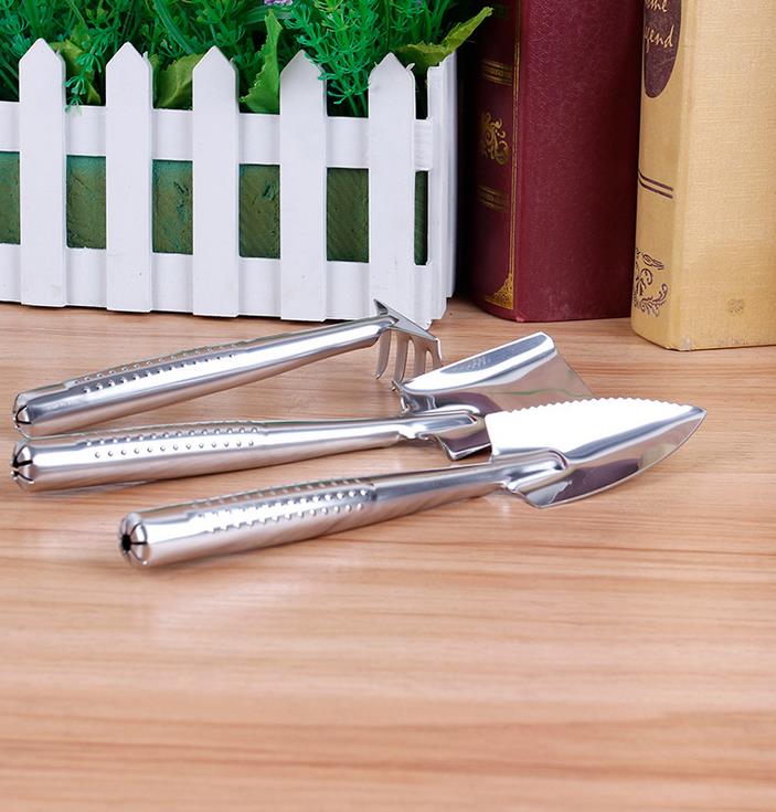 Dụng cụ làm vườn hoa thép không gỉ tất cả các vòng ba mảnh nhỏ xẻng xẻng nhỏ rau cung cấp thực vật mọng nước chậu ghép thông minh