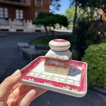 Crimson hand-painted ink stand