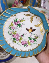 Limoges blue magpie shell plate