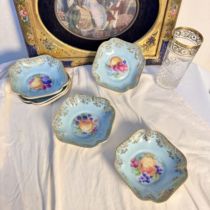 Spot Limoges fog blue fruit hand-painted small deep bowl hot pot seasoning bowl one