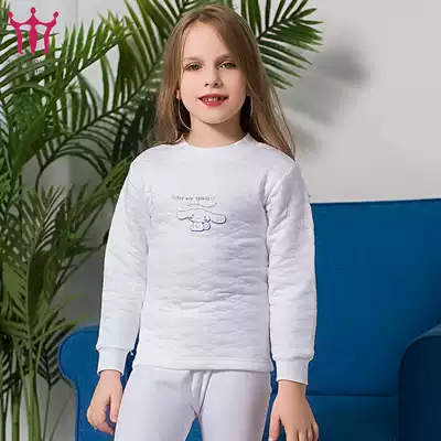 Men's single piece girls ' thickened thermal underwear Children's underwear half high neck three-layer warm children's autumn clothes warm clothes