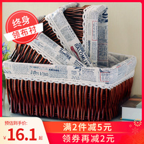 Storage basket rattan desktop storage box woven frame storage box finishing Basket grocery box Wicker snack toy basket