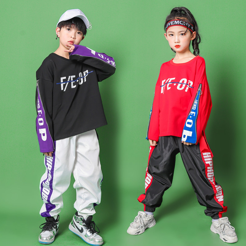 Young Children Street Dance Suit Boy Hip Hop Handsome Air Autumn Clothing Girl Hiphop Show Costume Jazz Dance Out