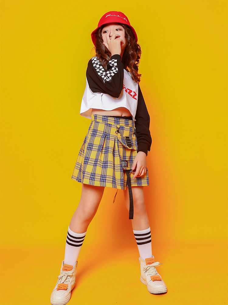 Girl Hip Hop Hiphop Street Dance For Young Children Jazz Dance Performance Suit Girl Han Edition Fashion Skirt Tide Dress