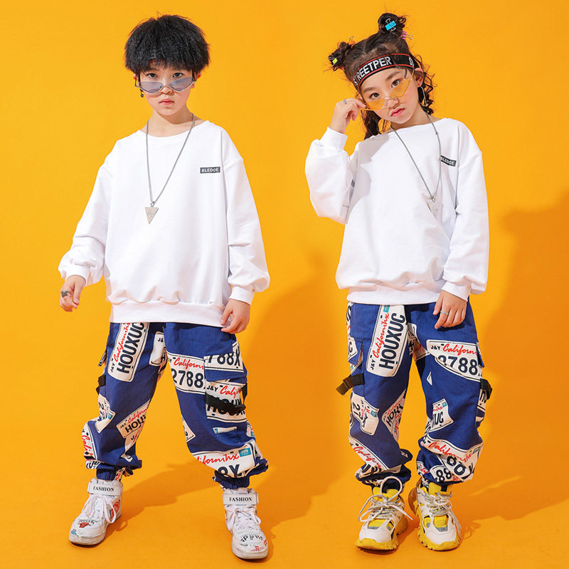 Children's street dance suit boy hip-hop personality costume tide brand girl hiphop jazz dance performance costume