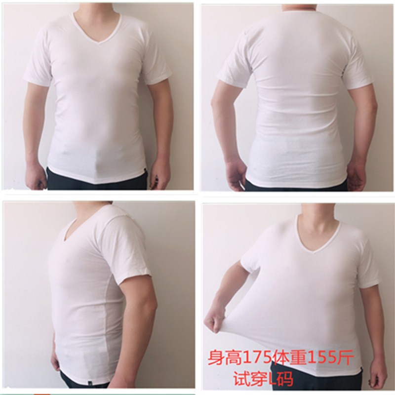 Day single men's quick-drying fitness clothes Tights V-neck short sleeve perspiration half sleeve men's base T-shirt 60 cotton half sleeve