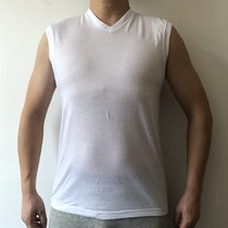 Day single men wide shoulder sleeveless vest fitness clothes running basketball wicking men chicken heart collar vest men White back