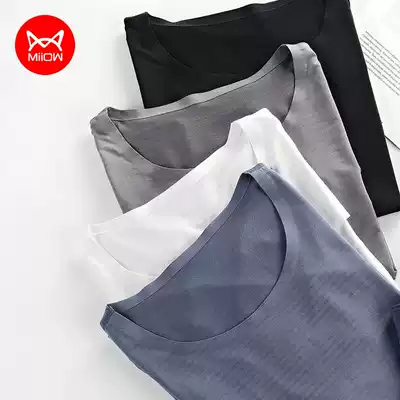 Cat Man Modal T-shirt Short Sleeve Men's Summer Breathable base shirt Solid Color Unscented Sports Half Sleeve White T-shirt