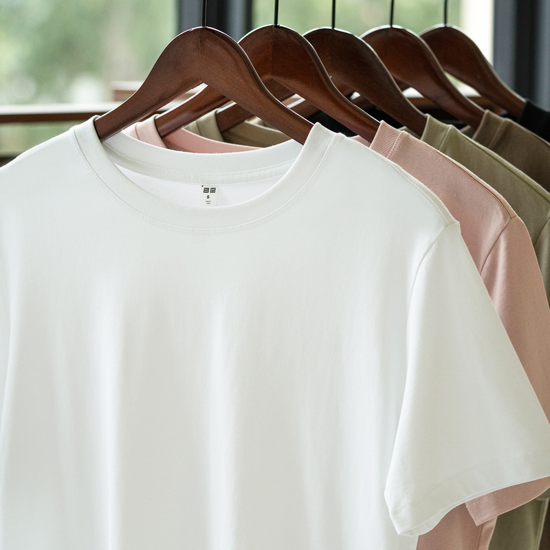 Short-Sleeved Men's T-Shirt, Round Neck, Solid Color Base Shirt, White Inner Layer Top, Pure Cotton, Loose Fit, High Quality, Unisex