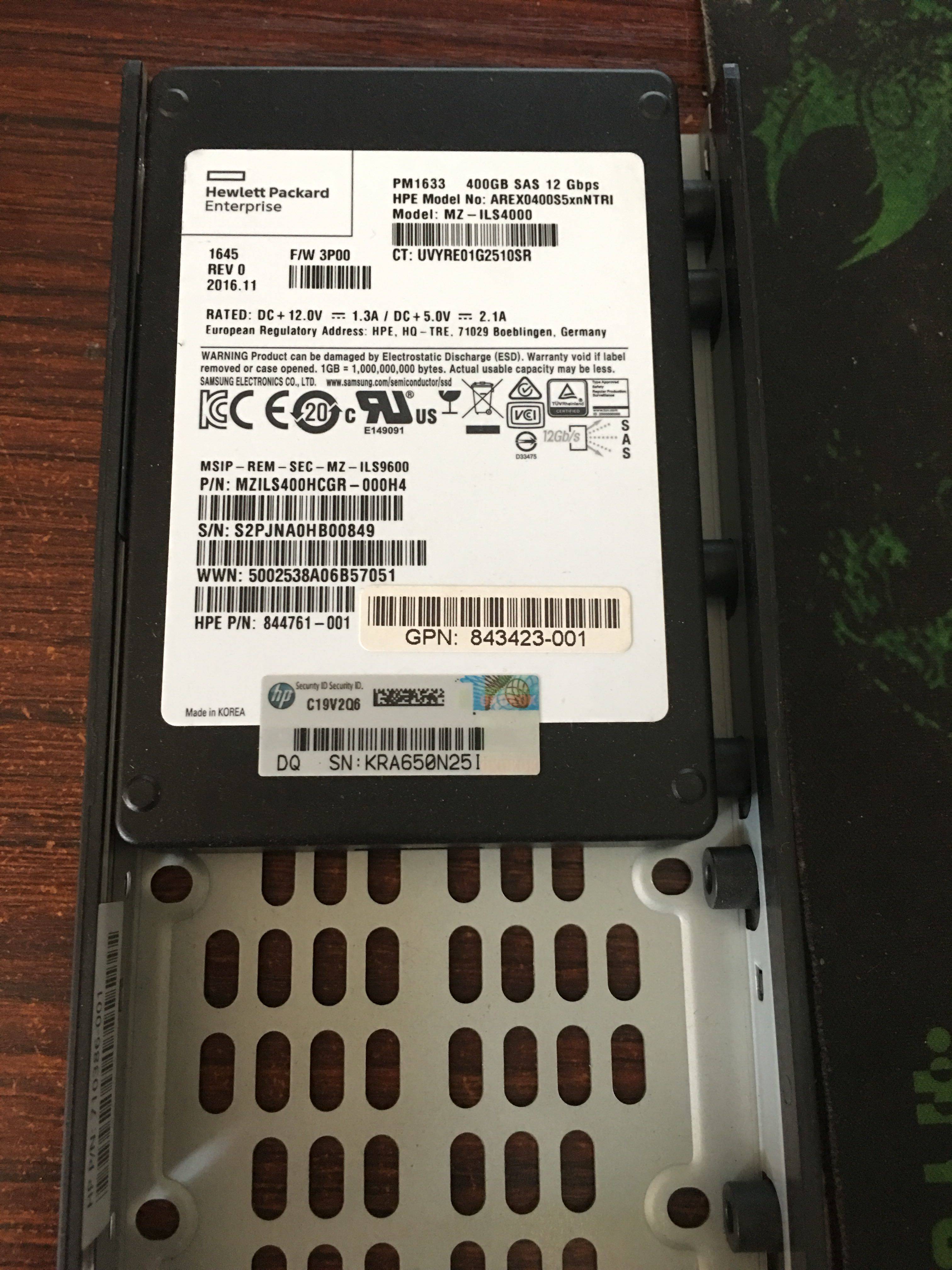 N9Y06B N9Y06B HP 3PAR 8000 400GB SAS 2 5 12Gbps 844283-001 SSD