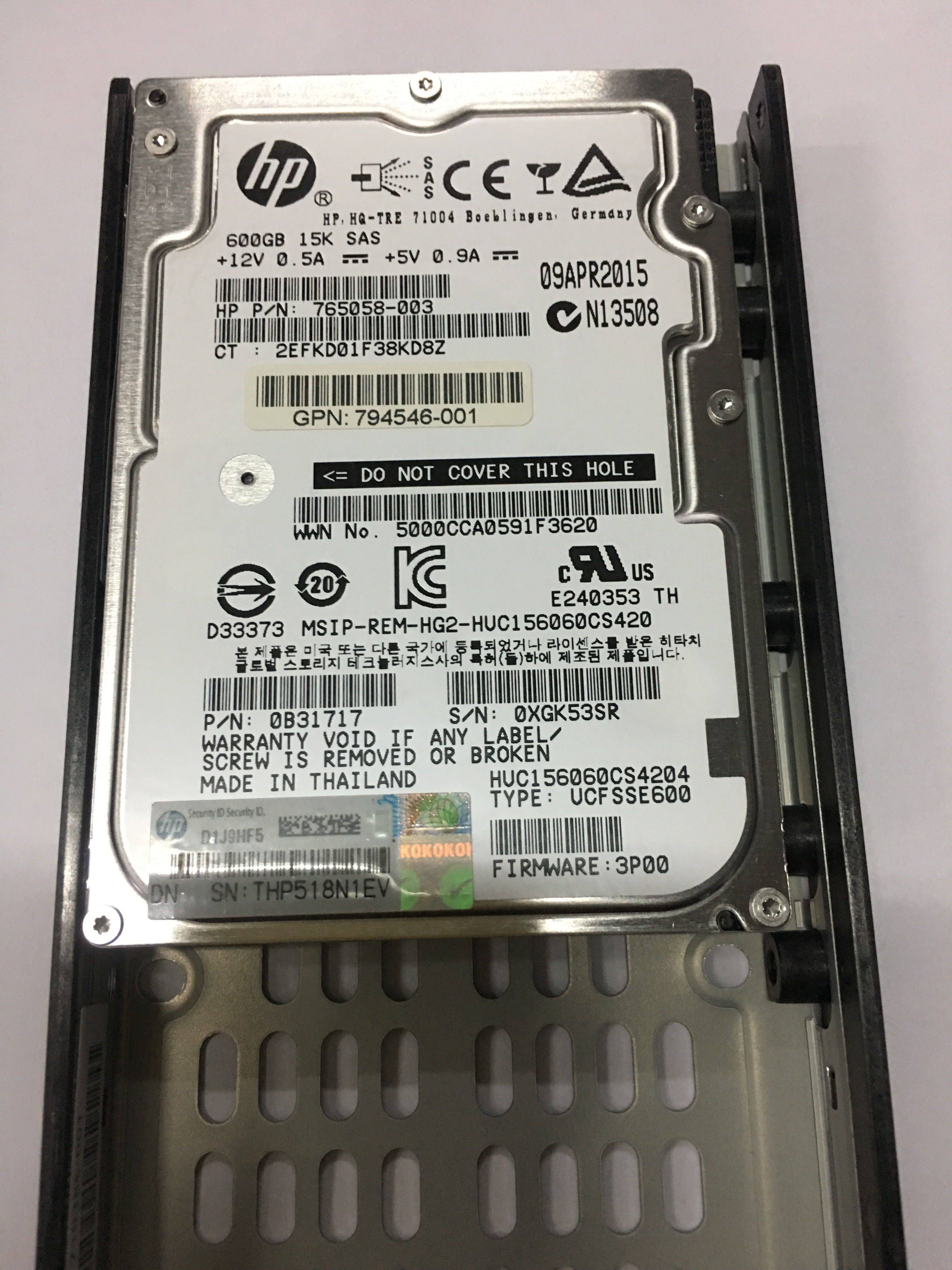 810761-001 793132-001 HP 3PAR 600GB 15K 12G SAS 2 5
