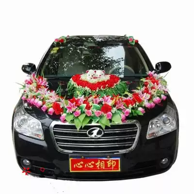 New wedding wedding Korean style main wedding car decoration set car floral headdress bear simulation flower layout supplies