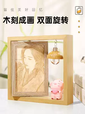 Handmade diy custom photo woodcut micro-carving portrait print creative carving to send girlfriends birthday gifts