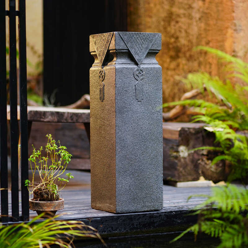 Chinese-Style Fortune-Bringing Copper Coin Stone Pillar Display, Vintage Bonsai Outdoor Courtyard Garden Villa Exterior Decoration Floor-Standing Ornament Chinese-Style Fortune-Bringing Copper Coin Stone Pillar Display, Vintage Bonsai Outdoor Courtyard Garden Villa Exterior Decoration Floor-Standing Ornament