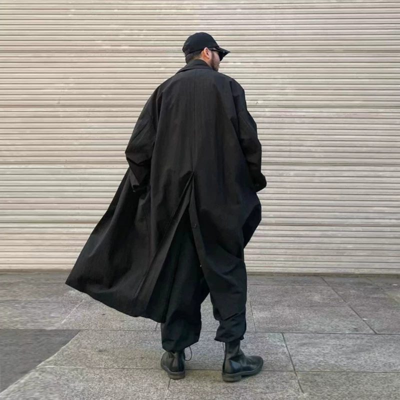 地界二 Long trend trench coat, universal jacket, Korean style, oversize