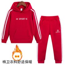 Childrens clothing boys autumn winter clothing set 2019 New plus velvet winter clothing childrens girls sports clothes two-piece tide clothing