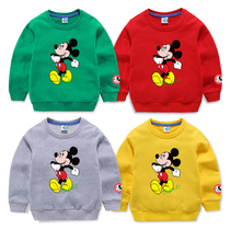 Childrens clothes 2021 new spring and autumn boys cotton coat female baby wild print long sleeve base shirt tide