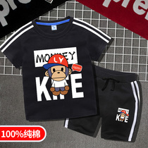 Girls Summer New Two Pieces of Big Boy Cotton Short Sleeve Shorts Baby Comfortable Breakfast Kids Clothes