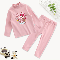 Girls autumn and winter clothes new semi-high collar base shirt children foreign-style thermal underwear childrens inner jacket suit