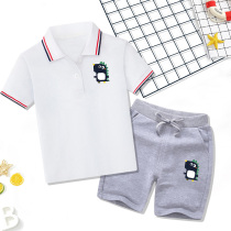 Childrens Short Sleeve T - shirt suit 2021 new summer cotton print POLO lead boys baby half sleeve suit