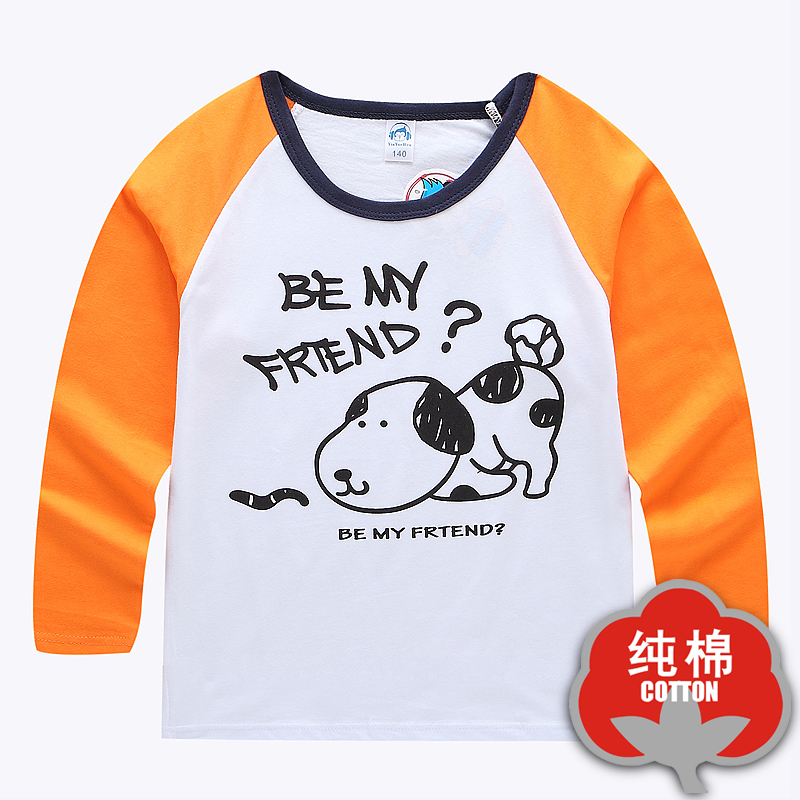 T-shirt cotton bé trai cô gái dài tay áo thun đáy siphone thủy triều mùa thu váy trẻ em 2018 trẻ em mới.