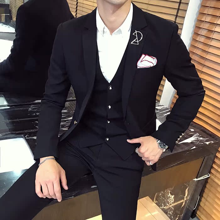Suit phù hợp với nam giới mùa xuân và mùa thu trang trí cơ thể bốn mảnh chú rể váy cưới đám cưới phù rể phù hợp với nam chuyên nghiệp váy thủy triều quần nam