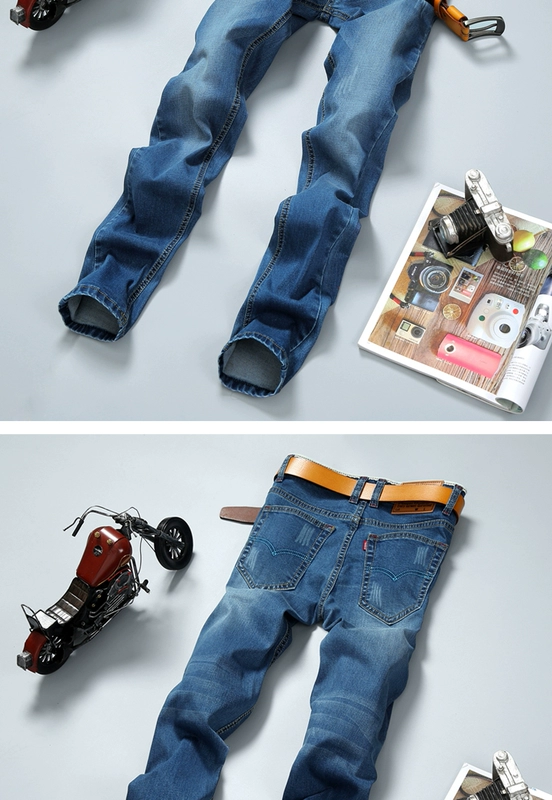 Thời trang quần jean nam mùa xuân và mùa hè xu hướng mới Đàn ông Hàn Quốc thẳng thắn retro denim quần dài râu mèo - Quần jean