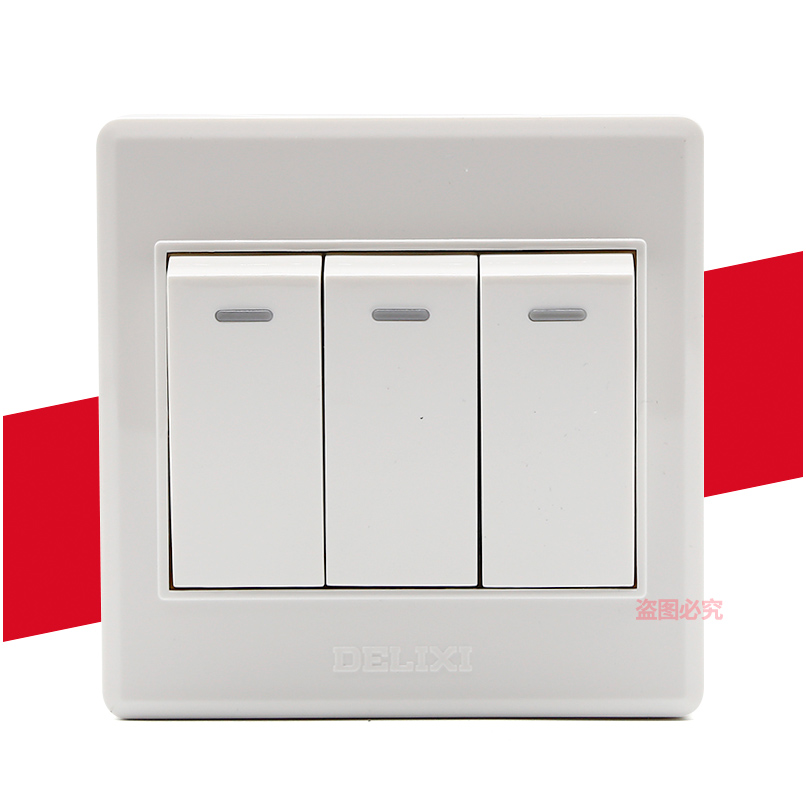 Dresy CD220 switch socket triple switch panel 3 open double cut switch three wall power fluorescent switch