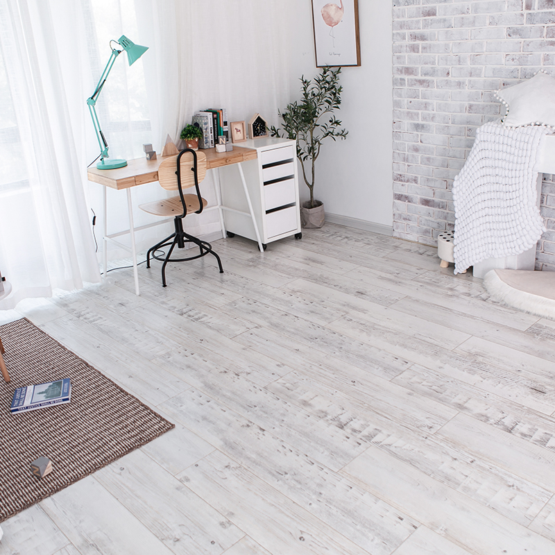 Laminate wood floor 12mm home retro Nordic Gray personality clothing store white children's photography