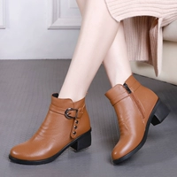 Giày cao gót đế dày Giày nữ mùa đông cộng với giày nhung cotton đế mềm có đế Martin với giày đế xuồng cỡ lớn - Giày ống giày boot nữ mwc