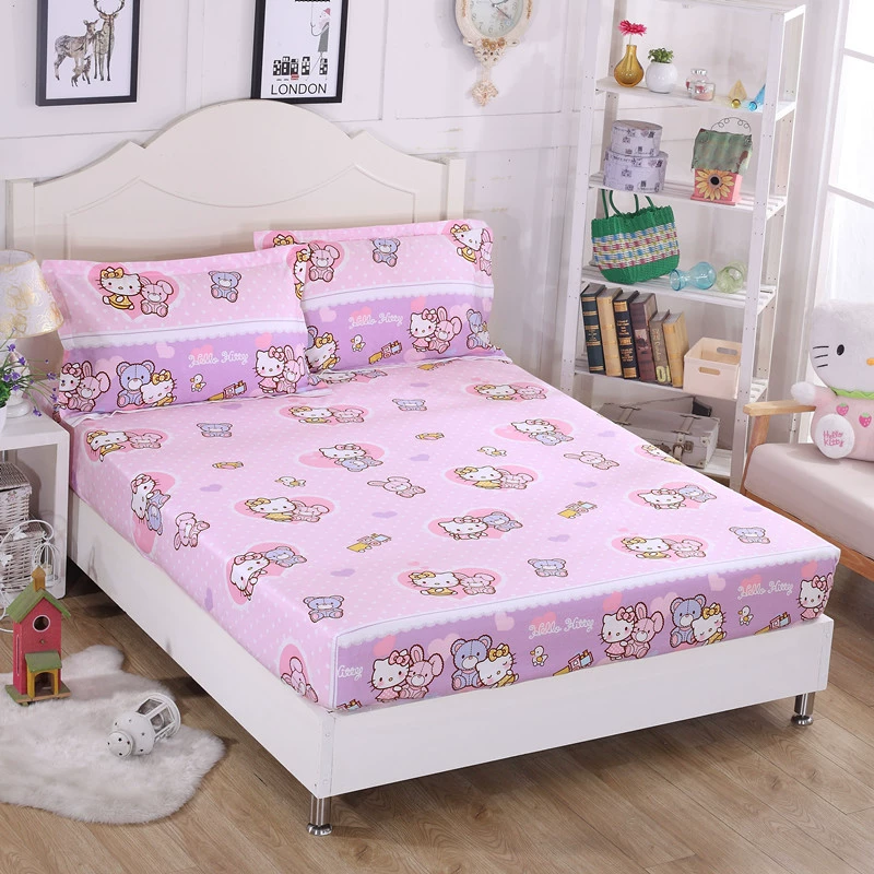 Giường đơn mảnh bông 笠 HelloKitty bông trẻ em phim hoạt hình tấm ga trải giường bìa Simmons giường bìa 1 m 2 đặc biệt cung cấp Ga chun và ga phủ